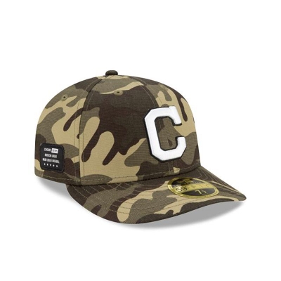 Green Cleveland Indians Hat - New Era MLB Armed Forces Weekend Low Profile 59FIFTY Fitted Caps USA9108425